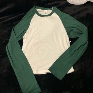 Green and white bade ball tee